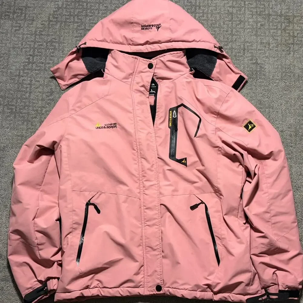 Moerdeng embroidered pink ski jacket